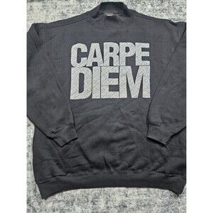 Vintage Rare BAC Premier Carpe Diem Graphic Sweatshirt Black Size XL Pockets